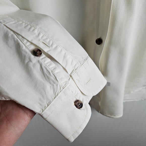 Marine Layer Cheyenne Tencel Relaxed Utility Shirt S Soft White Long Sleeve - Picture 6 of 9